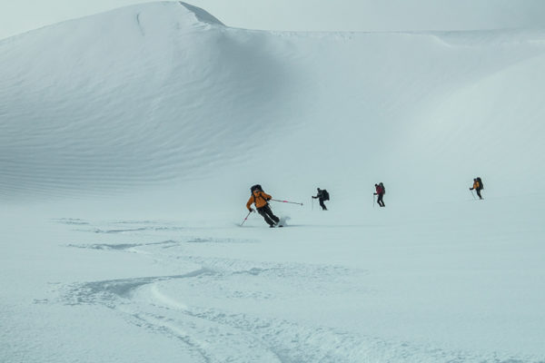 Skiing down the Sentinel Glacier
